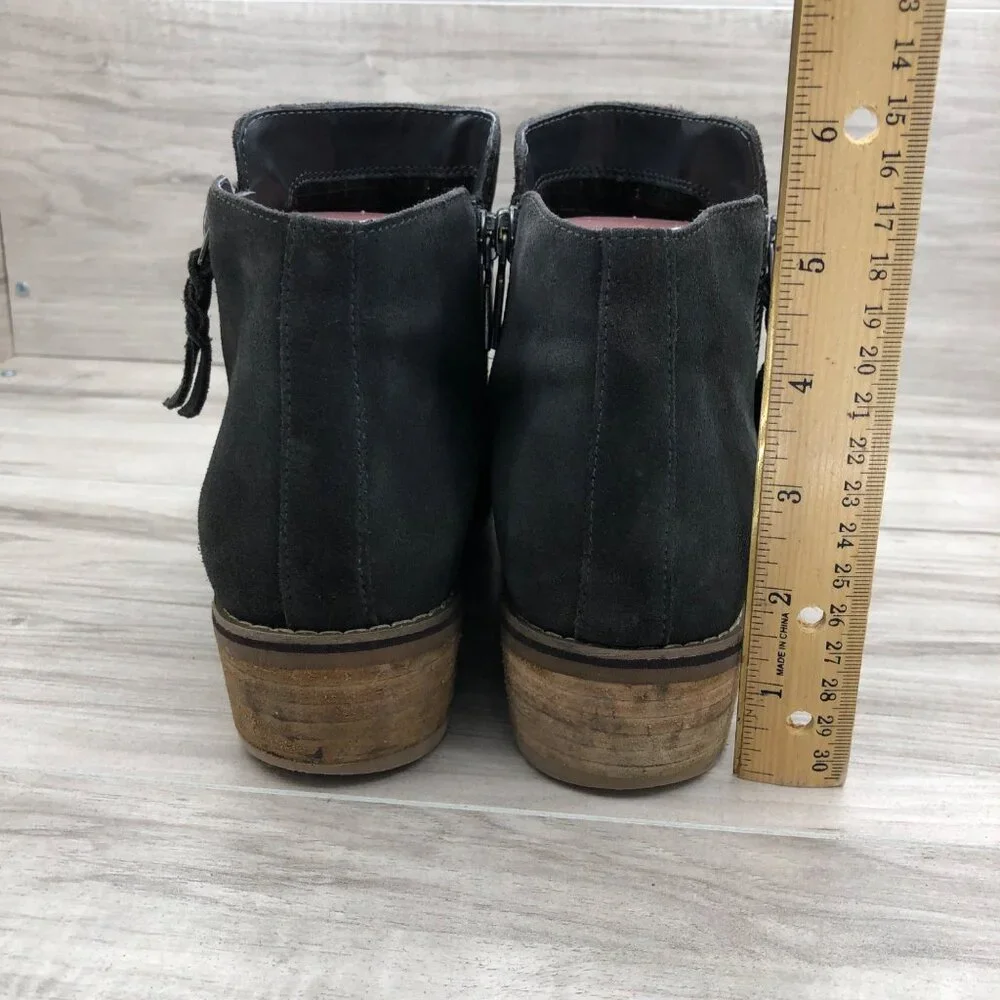 Blondo Ankle Boots Womens 9M Dark Gray Suede Waterproof Double Zip Booties